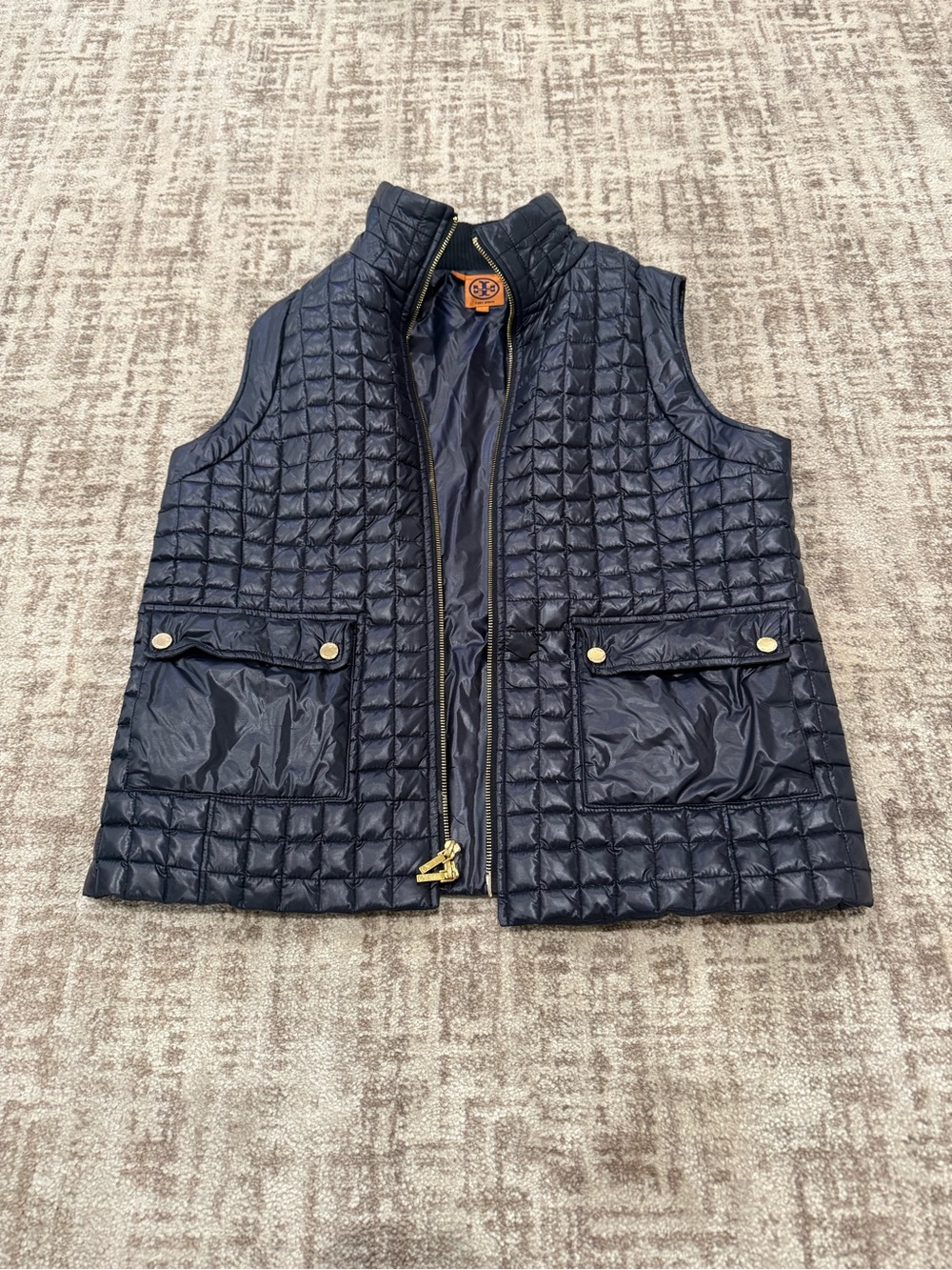 Tory Burch Navy Puffer Vest